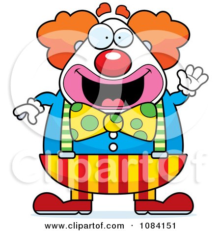 Clipart Waving Chubby Circus Clown - Royalty Free Vector Illustration by Cory Thoman