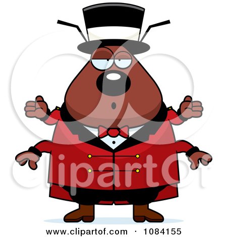 Clipart Shrugging Chubby Flea Circus Master - Royalty Free Vector Illustration by Cory Thoman