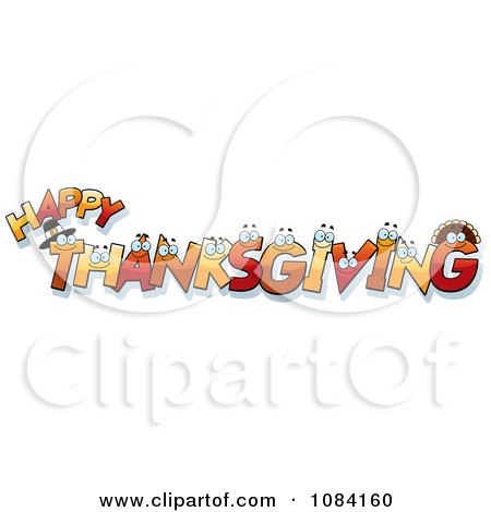 Clipart Happy Thanksgiving Letter Characters - Royalty Free Vector Illustration by Cory Thoman