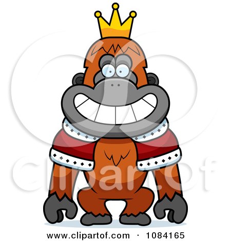 Clipart King Orangutan Wearing A Crown And Robe - Royalty Free Vector Illustration by Cory Thoman