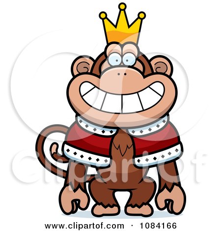 Clipart King Monkey Wearing A Crown And Robe - Royalty Free Vector Illustration by Cory Thoman