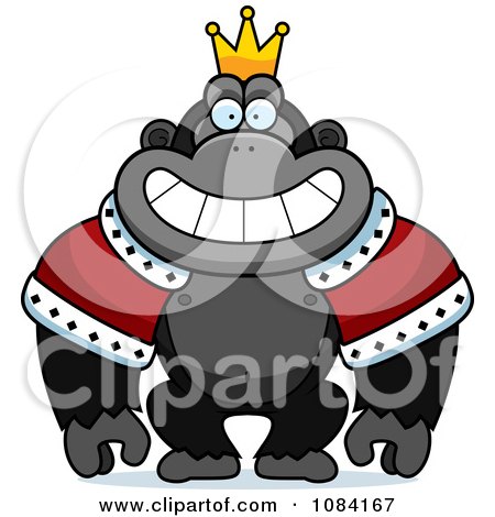 Clipart King Gorilla Wearing A Crown And Robe - Royalty Free Vector Illustration by Cory Thoman