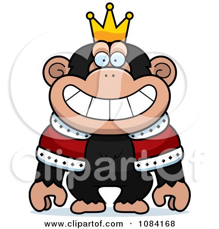 Clipart King Chimp Wearing A Crown And Robe - Royalty Free Vector Illustration by Cory Thoman
