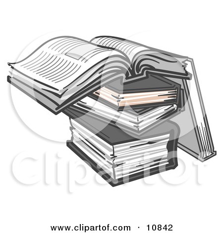 Stack of Books, One Open Clipart Picture by Leo Blanchette