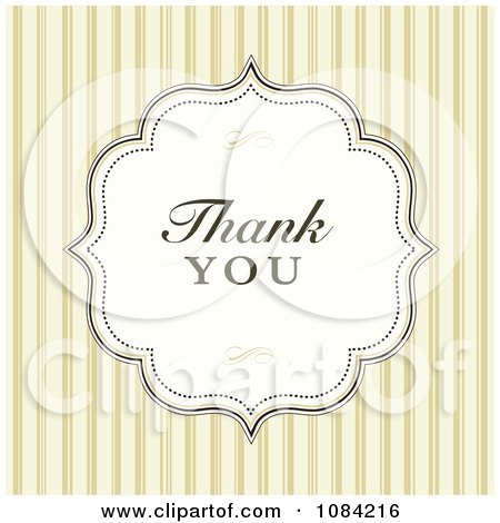 Clipart Thank You Frame Over Tan Stripes - Royalty Free Vector Illustration by BestVector