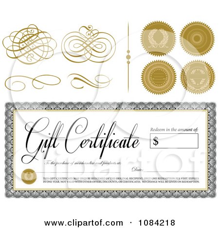 Clipart Gift Certificate With Seals And Swirls - Royalty Free Vector Illustration by BestVector