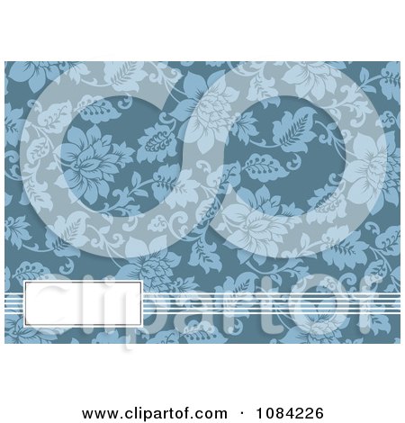 Clipart White Text Bar And Blue Floral Invitation Background - Royalty Free Vector Illustration by BestVector