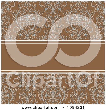 Clipart Brown Floral Pattern And Text Bar Invitation Background - Royalty Free Vector Illustration by BestVector
