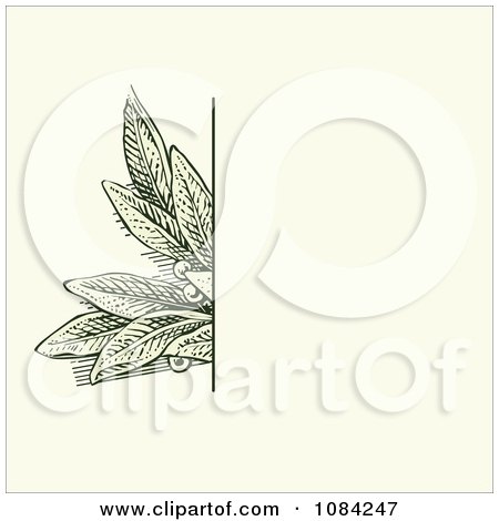 Clipart Green Leaves Invitation Background On Cream 1 - Royalty Free Vector Illustration by BestVector