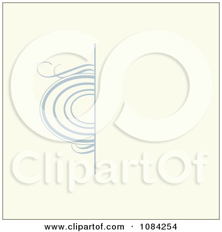 Clipart Blue Swirl Invitation Background On Cream - Royalty Free Vector Illustration by BestVector