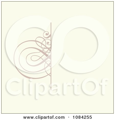 Clipart Tan Swirl Invitation Background On Cream - Royalty Free Vector Illustration by BestVector