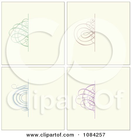 Clipart Colorful Swirl Invitation Backgrounds On Cream - Royalty Free Vector Illustration by BestVector