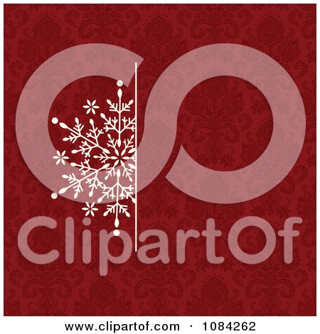 Clipart White Snowflake Invitation Background On A Red Pattern 1 - Royalty Free Vector Illustration by BestVector