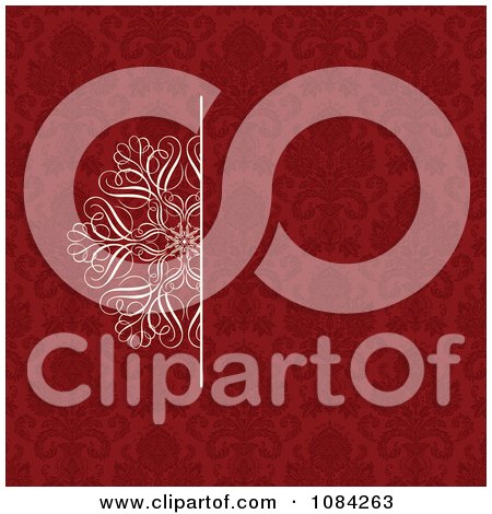 Clipart White Snowflake Invitation Background On A Red Pattern 2 - Royalty Free Vector Illustration by BestVector