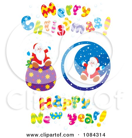Clipart Christmas And New Year Greetings And Icons - Royalty Free Vector Illustration by Alex Bannykh