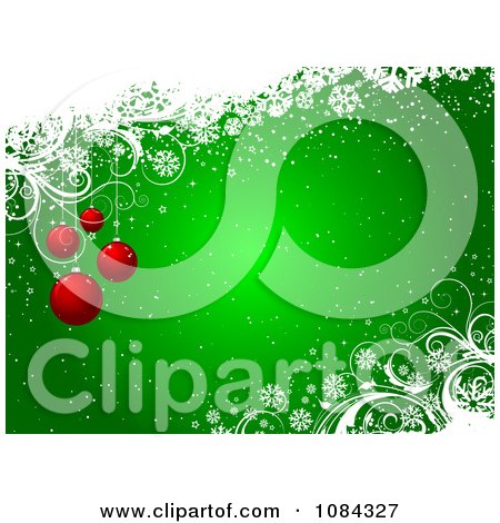 Clipart Green Grungy Christmas Bauble And Snow Background - Royalty Free Vector Illustration by KJ Pargeter