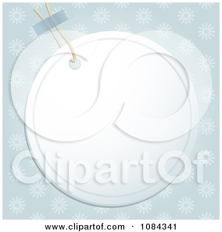 Clipart 3d Circular Christmas Label Over Snowflakes - Royalty Free Vector Illustration by elaineitalia