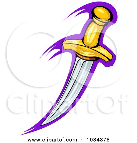 Clipart Gold Handled Dagger Over Purple - Royalty Free Vector Illustration by Vector Tradition SM
