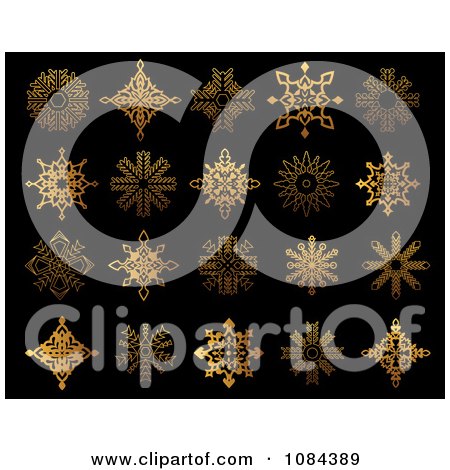 Clipart Golden Ornate Snowflakes - Royalty Free Vector Illustration by Vector Tradition SM