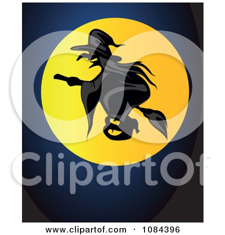 Clipart Witch Over A Full Moon - Royalty Free Vector Illustration by Vector Tradition SM