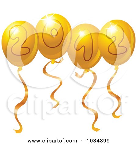 Clipart Golden 2012 New Year Party Balloons - Royalty Free Vector Illustration by yayayoyo