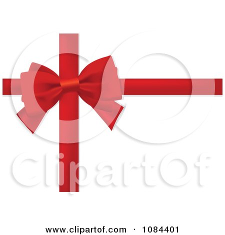 Clipart Red Bow And Gift Wrapping Ribbons Over White - Royalty Free Vector Illustration by yayayoyo