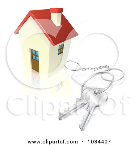 Clipart 3d House With Keys Attached - Royalty Free Vector Illustration by AtStockIllustration