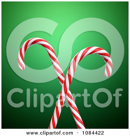 Clipart 3d Peppermint Candy Canes Over Green - Royalty Free CGI Illustration by Mopic