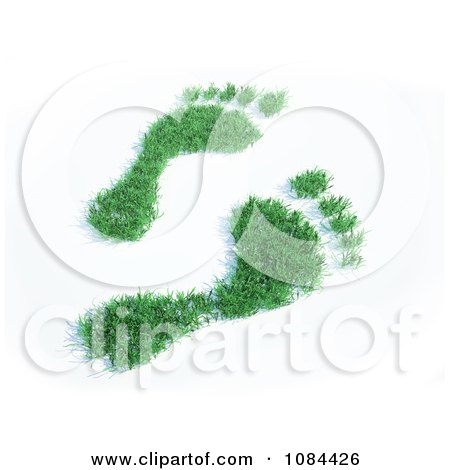 Clipart 3d Green Grassy Footprints - Royalty Free CGI Illustration by Mopic