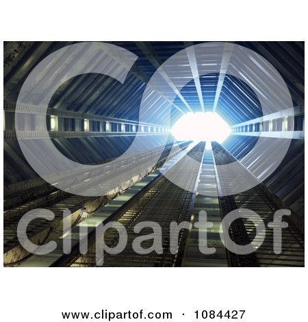 Clipart 3d Futuristic Corridor With Bright Light At The End - Royalty Free CGI Illustration by Mopic