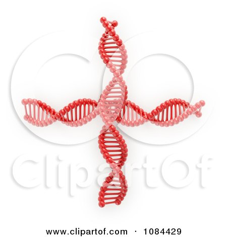 Clipart 3d Red Genetic Dna Healthcare Cross - Royalty Free CGI Illustration by Mopic