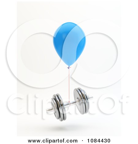 Clipart 3d Blue Balloon And A Floating Dumbbell - Royalty Free CGI Illustration by Mopic