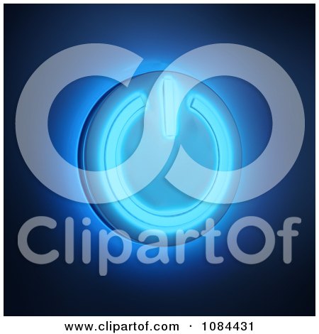 Clipart 3d Glowing Blue Power Button - Royalty Free CGI Illustration by Mopic