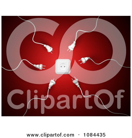 Clipart 3d White Sperm Power Plugs Attracted To A Wall Socket - Royalty Free CGI Illustration by Mopic