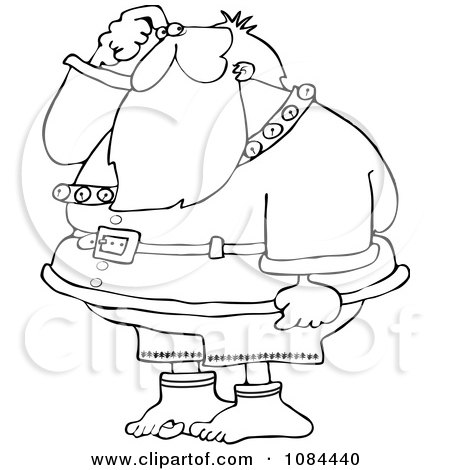 Clipart Outlined Santa Wondering Where His Pants Are - Royalty Free Vector Illustration by djart