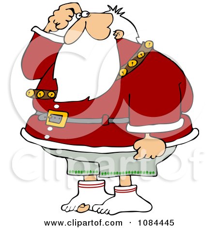 Clipart Santa Wondering Where His Pants Are - Royalty Free Vector Illustration by djart