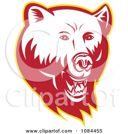 Clipart Retro Red Bear Face - Royalty Free Vector Illustration by patrimonio