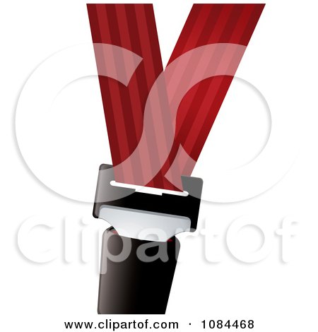 Clipart 3d Red Fabric Seat Belt Buckled Up - Royalty Free Vector Illustration by michaeltravers