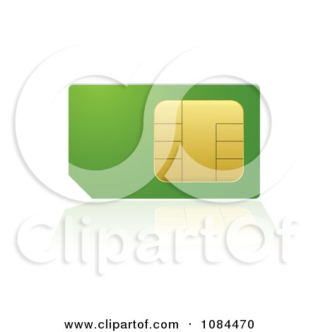 Clipart 3d Green And Gold Cell Phone SIM Card - Royalty Free Vector Illustration by michaeltravers