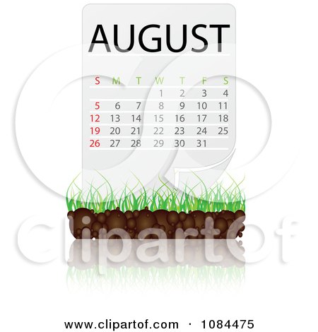 Clipart AUGUST Calendar With Soil And Grass - Royalty Free Vector Illustration by Andrei Marincas