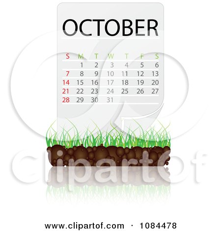Clipart OCTOBER Calendar With Soil And Grass - Royalty Free Vector Illustration by Andrei Marincas