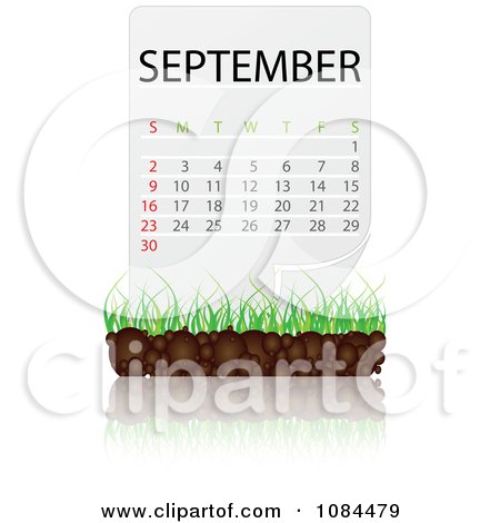 Clipart SEPTEMBER Calendar With Soil And Grass - Royalty Free Vector Illustration by Andrei Marincas