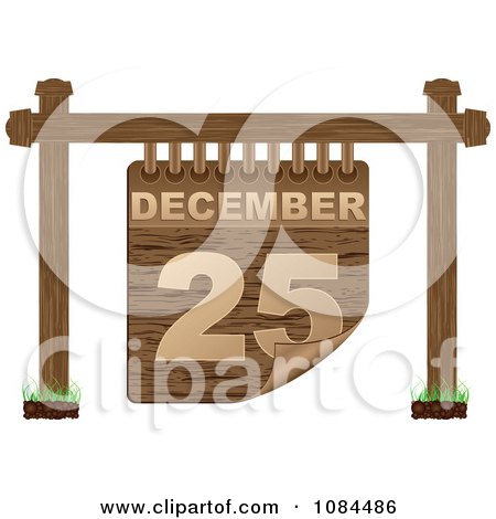 Clipart 3d Wooden December 25 Christmas Calendar Sign - Royalty Free Vector Illustration by Andrei Marincas