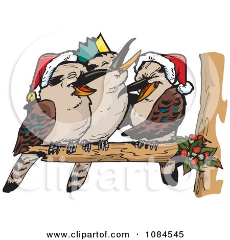 Clipart Aussie Christmas Kookaburras Laughing - Royalty Free Vector Illustration by Dennis Holmes Designs