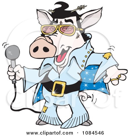 Clipart Elvis Piggy Dancing And Shaking - Royalty Free Vector Illustration by Dennis Holmes Designs