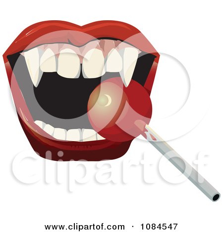 Clipart Vampire Mouth Eating A Loli Pop - Royalty Free Vector Illustration by Dennis Holmes Designs