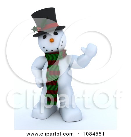 Clipart 3d Frosty The Snowman Waving - Royalty Free CGI Illustration by KJ Pargeter