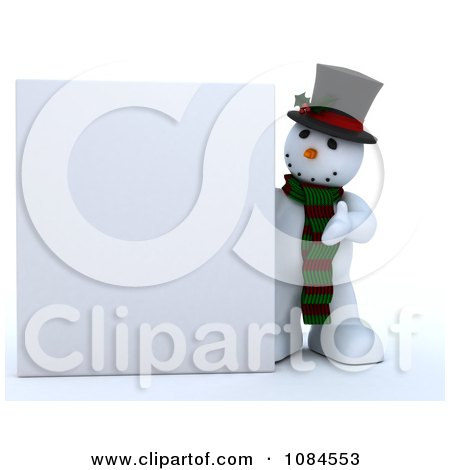 Clipart 3d Frosty The Snowman Presenting A Blank Sign - Royalty Free CGI Illustration by KJ Pargeter