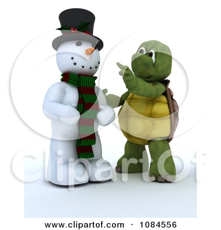 Clipart 3d Christmas Tortoise Finishing A Snowman - Royalty Free CGI Illustration by KJ Pargeter