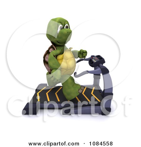 Clipart 3d Healthy Tortoise Jogging On A Treadmill - Royalty Free CGI Illustration by KJ Pargeter